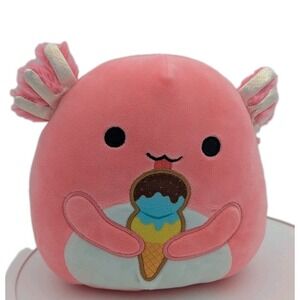 Squishmallows 8" Archie the Pink Axolotl w/ Ice Cream Plush Kellytoy EUC